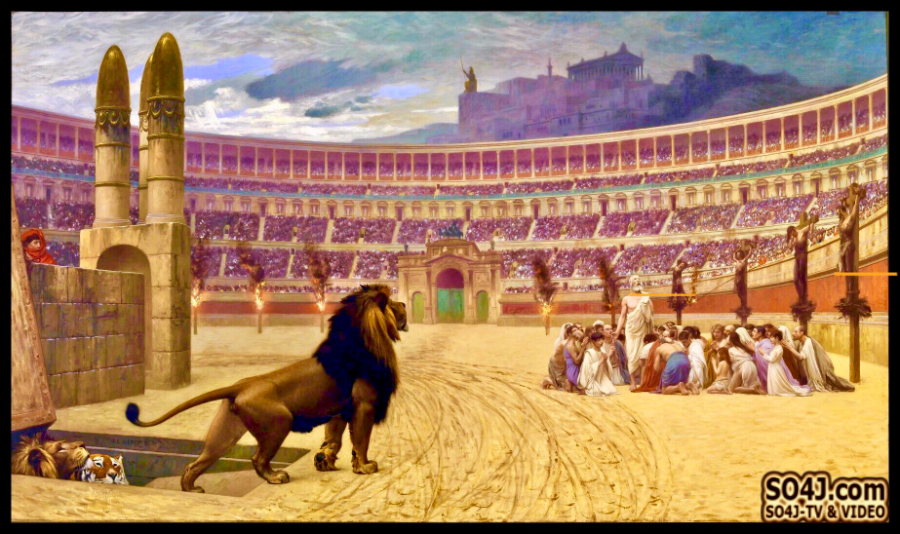 Persecuted for Christ - Christians being fed to lions in the Colosseum of Rome