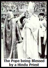 John Paul II is being blessed by a Hindu Priest on: Feb 2, 1986 - Receiving the mark of adorers of Shiva - False Teaching: Roman Catholics - SO4J.com